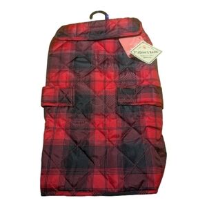 St. John's Bay Dog Plaid Quilted Jacket Sz Med. Red